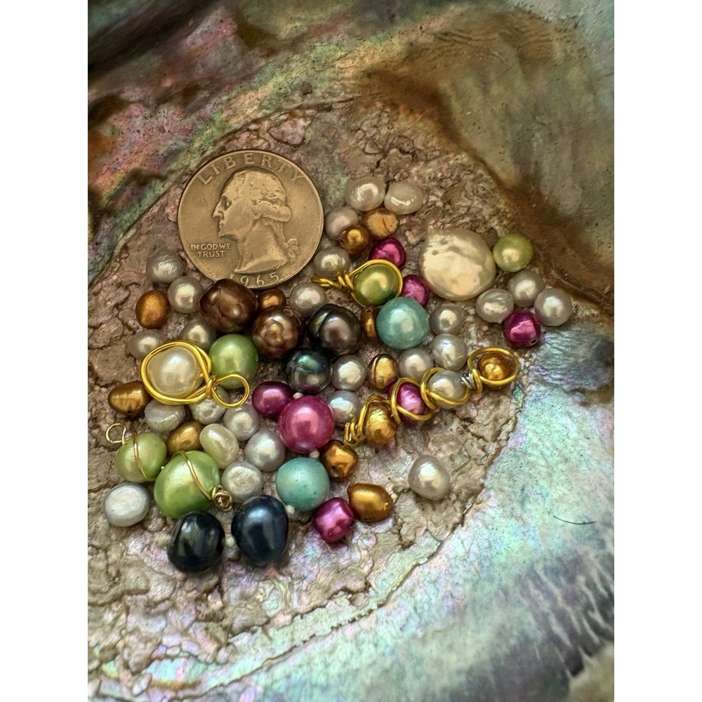 Lot of Freshwater Pearls Lustrous Colors Button Drilled Some Charms #1
